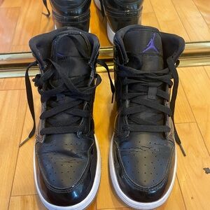 Jordan Black and Purple High-Top Sneakers